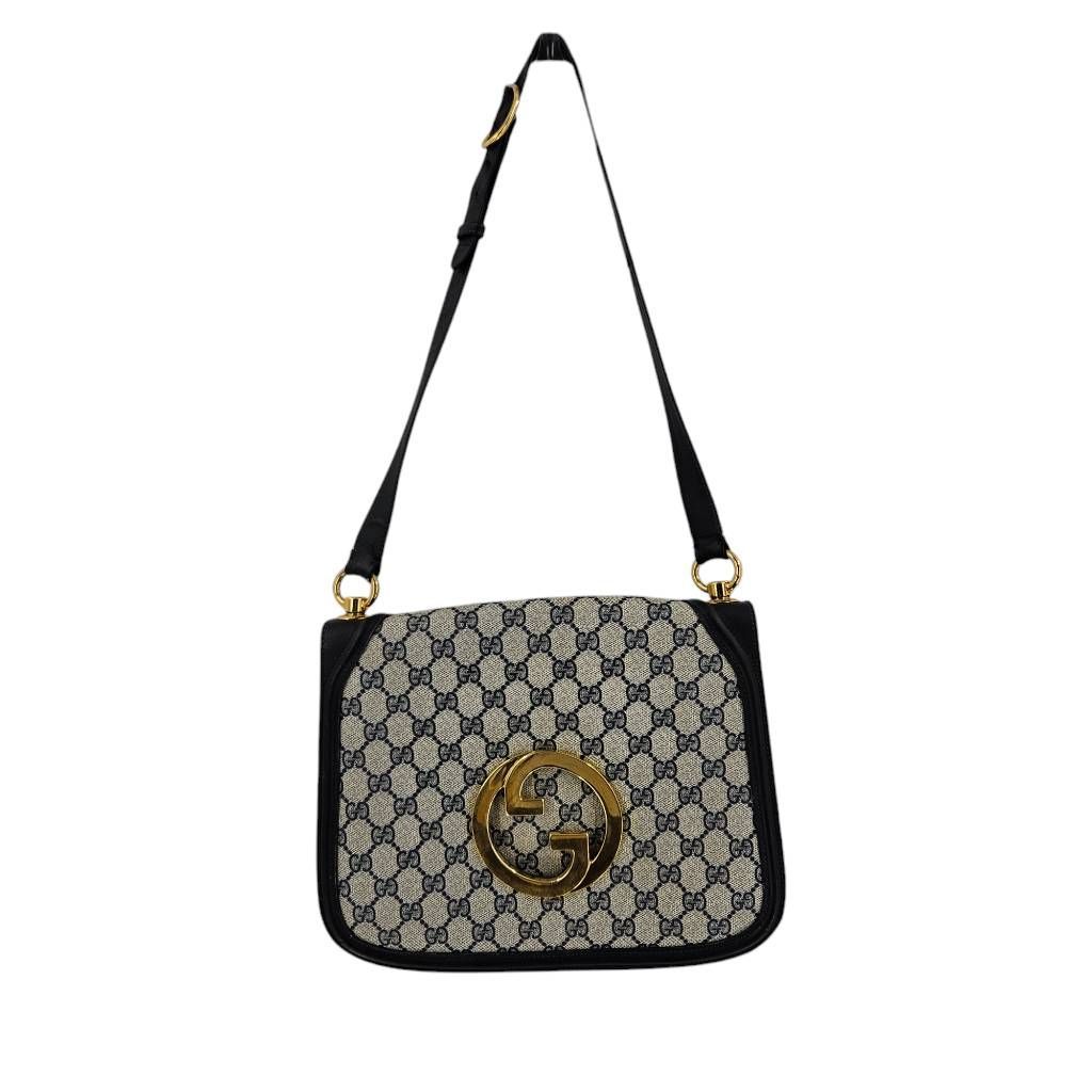 Vintage Gucci Blondie Navy Gg Medallion Shoulder Bag 1970s